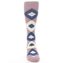 Load image into Gallery viewer, Desert Rose Navy Argyle Wedding Groomsmen Men&#39;s Dress Socks
