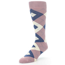 Load image into Gallery viewer, Desert Rose Navy Argyle Wedding Groomsmen Men&#39;s Dress Socks
