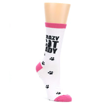 Load image into Gallery viewer, White Pink Crazy Cat Lady Socks - Women&#39;s Novelty Socks
