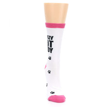Load image into Gallery viewer, White Pink Crazy Cat Lady Socks - Women&#39;s Novelty Socks
