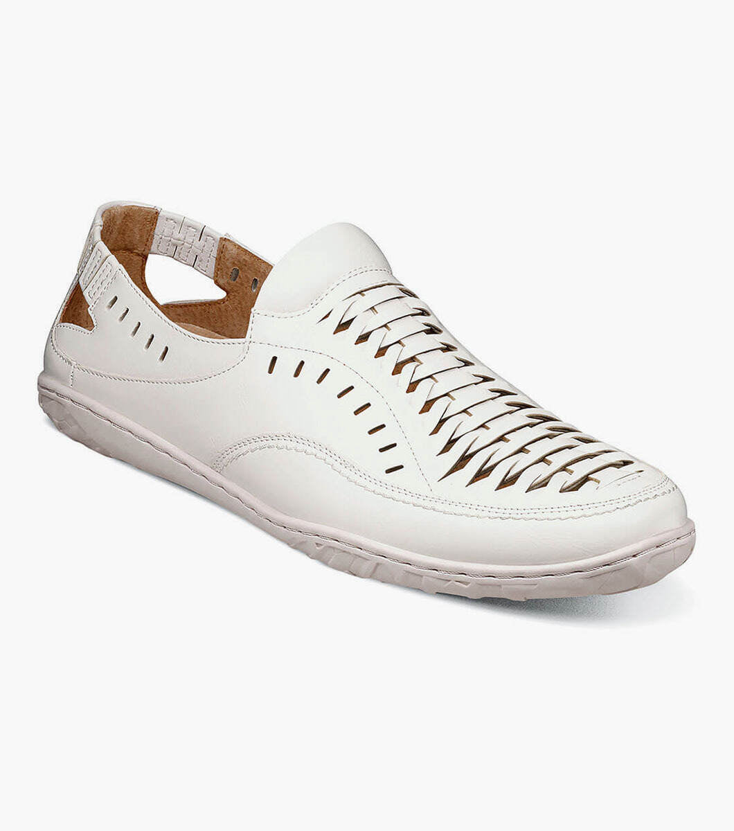 Stacy Adams IBIZA Woven Vamp White Moc Toe Slip On