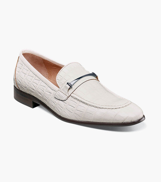 Stacy Adams FERDINAND White Moc Toe Bit Slip On