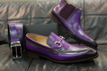 Load image into Gallery viewer, Burnished Calfskin Belt Purple
