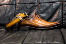 Load image into Gallery viewer, Burnished Calfskin Belt Cognac
