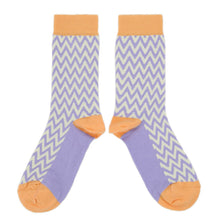 Load image into Gallery viewer, Purple Cream Chevron Jacquard Women's Dress Socks
