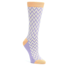 Load image into Gallery viewer, Purple Cream Chevron Jacquard Women's Dress Socks
