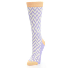Load image into Gallery viewer, Purple Cream Chevron Jacquard Women's Dress Socks
