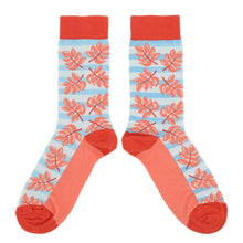 Load image into Gallery viewer, Red Coral Blue Palm Branches Women's Dress Socks
