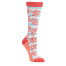 Load image into Gallery viewer, Red Coral Blue Palm Branches Women's Dress Socks
