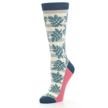 Load image into Gallery viewer, Dark Teal Cream Palm Branches Women's Dress Socks
