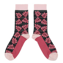 Load image into Gallery viewer, Pink Charcoal Palm Branches Women's Dress Socks
