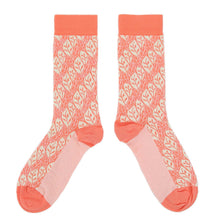 Load image into Gallery viewer, Coral Cream Leaf Pattern Women's Dress Socks
