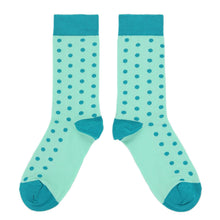 Load image into Gallery viewer, Mint Jade Polka Dot Women's Dress Socks
