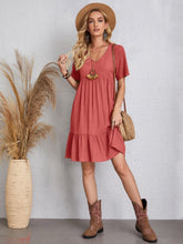 Load image into Gallery viewer, Classic Full Size V-Neck Short Sleeve Dress Casual &amp; Comfortable Dress for Women
