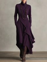 Load image into Gallery viewer, Women's Cross-Wrap High-Neck Long-Sleeve Maxi Dress

