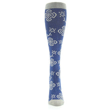 Load image into Gallery viewer, Blue Gray Floral Compression Socks - Women&#39;s Knee High Socks
