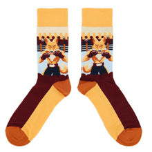 Load image into Gallery viewer, Orange Maroon Boxing Fox Men's Dress Socks
