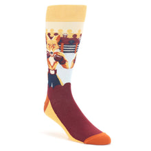 Load image into Gallery viewer, Orange Maroon Boxing Fox Men's Dress Socks
