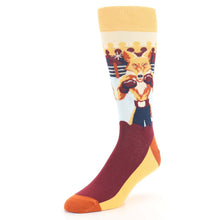 Load image into Gallery viewer, Orange Maroon Boxing Fox Men's Dress Socks
