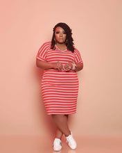 Load image into Gallery viewer, Striped Printed Dress Plus Size Women's Clothing
