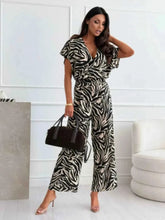 Load image into Gallery viewer, Leopard Print Short Sleeve : Wide Leg Jumpsuit

