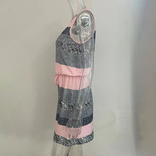 Load image into Gallery viewer, Women’s Color‑Block Striped Tie‑Waist Mini Dress
