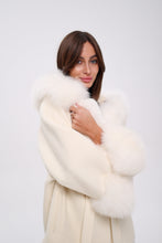 Load image into Gallery viewer, Genuine Polar Fox Fur Wool Hooded Coat
