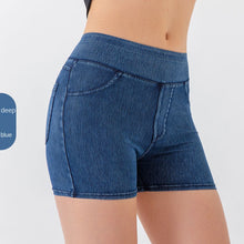 Load image into Gallery viewer, Denim-Look High-Waist Hip-Lifting Yoga Shorts – Slimming Tummy Control Fitness Shorts
