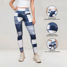Load image into Gallery viewer, Plaid Peach Print High-Waist Tummy Control Yoga Pants – Slim Fit Fitness Leggings
