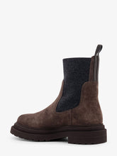 Load image into Gallery viewer, Brunello Cucinelli Women Suede Ankle Boots With Monili Detail
