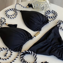 Load image into Gallery viewer, New Festival Flame Halter Bikini Set for Women – Triangle V-Neck Backless Two-Piece Swimsuit with Tie Side Bottoms &amp; Adjustable Lace-Up Fit – Sleek Polyamide Swimwear for Koningsdag/King’s Day &amp; Summer Beach Celebrations
