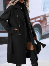 Load image into Gallery viewer, Womens Winter Coat Trend Lapel Double-breasted Trench Coat With Belt Winter Fashion Solid Color Long Jacket Outwear Women Clothing Notched Lapel Collar Double Breasted Pea Coat Winter Wool Blend Over Coats Long Jackets
