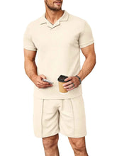 Load image into Gallery viewer, Men's Plus Size Short Sleeve Top and Shorts Set
