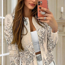 Load image into Gallery viewer, Women’s Sequined Zip-Up Jacket

