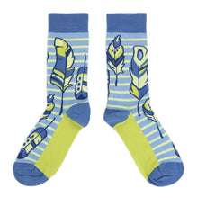 Load image into Gallery viewer, Blue Yellow Feather Socks - Women's Novelty Socks
