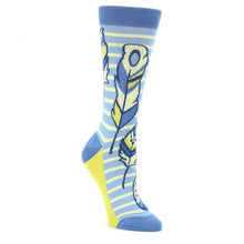 Load image into Gallery viewer, Blue Yellow Feather Socks - Women's Novelty Socks
