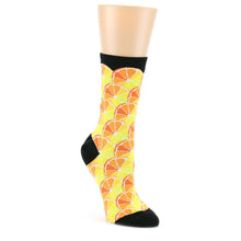 Load image into Gallery viewer, Orange Yellow Black Citrus Fruit Women's Dress Socks
