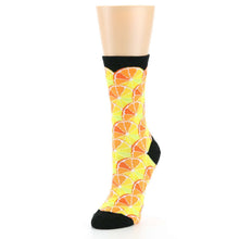 Load image into Gallery viewer, Orange Yellow Black Citrus Fruit Women's Dress Socks

