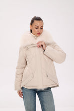 Load image into Gallery viewer, Genuine Polar Fox Fur Down Insulated Parka in Ivory
