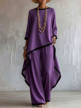Load image into Gallery viewer, Women's Asymmetric Linen Tunic &amp; Wide-Leg Pants Set
