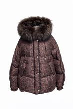 Load image into Gallery viewer, Ember Genuine Fur Trim Down Fill Jacket in Leo
