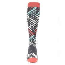 Load image into Gallery viewer, Teal Red Fading Squares Socks - Men's Over-the-Calf Socks
