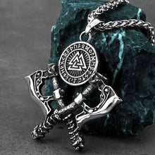Load image into Gallery viewer, Men's Stainless Steel Axe Pendant Necklace - Double Axe Design
