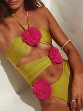 Load image into Gallery viewer, Flower Cutout Halter : Neck One-Piece Swimwear
