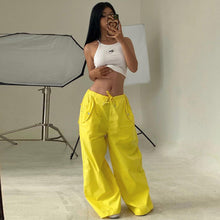 Load image into Gallery viewer, Women's High-Waist Lace-Up Straight-Leg Cargo Pants – Loose Fit
