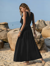 Load image into Gallery viewer, White V-Neck Tie Shoulder Maxi Dress Effortless &amp; Flowy Summer Essential Long Girls Dress
