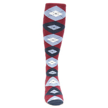 Load image into Gallery viewer, Apple Red Blue Argyle Men's Over-the-Calf Dress Socks
