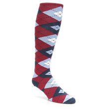 Load image into Gallery viewer, Apple Red Blue Argyle Men's Over-the-Calf Dress Socks
