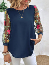 Load image into Gallery viewer, Women's Mesh Patchwork Three-Quarter Sleeve Top – Casual Chic
