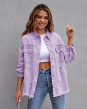 Load image into Gallery viewer, Fashion Ripped Shirt Jacket Female Autumn And Spring Casual Tops Womens Clothing
